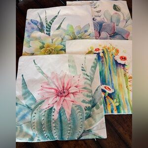 Floral and Cactus Print Accent Pillowcases
